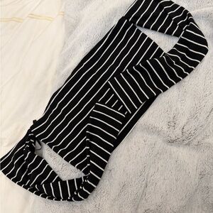 Privacy Please Black and White Striped Top